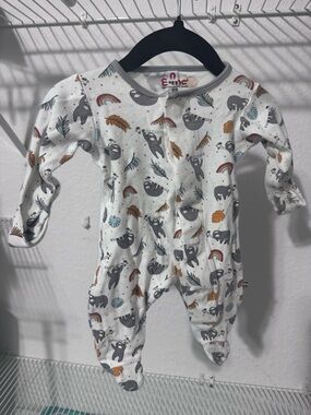 E•Mc White Sloth & Rainbow Footed One-Piece